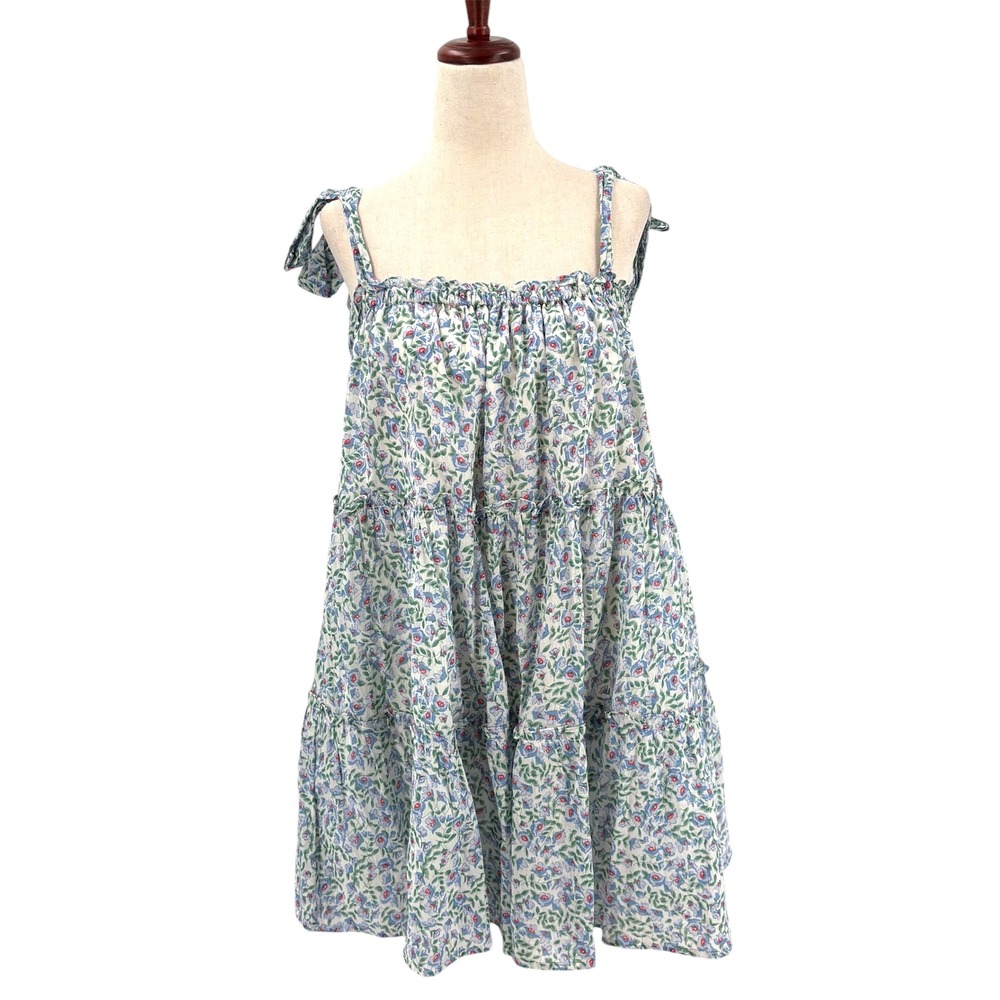 Idem Ditto Floral Tiered Mini Dress Tie Strap Cotton Womens Medium